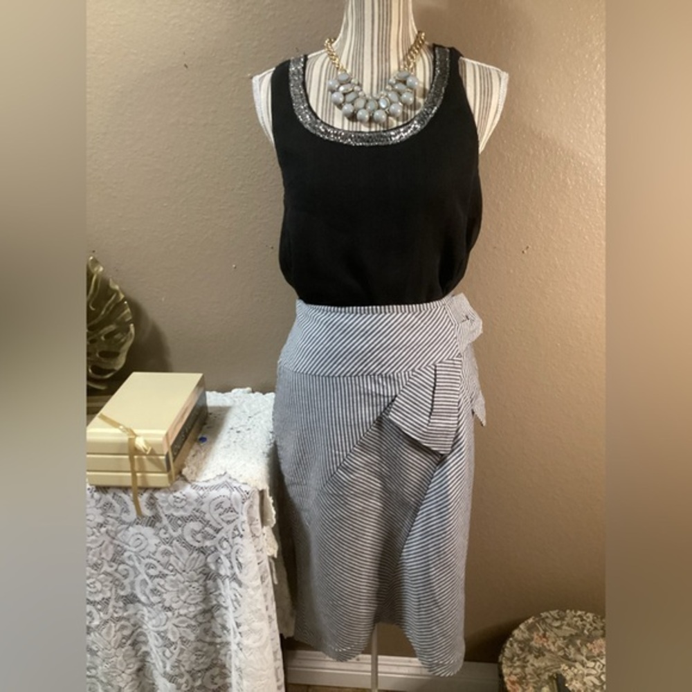 Worthington Black and White Striped Skirt